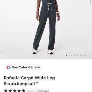 Figs Wide Leg Cargo Scrub Jumpsuit - Dark Charcoal